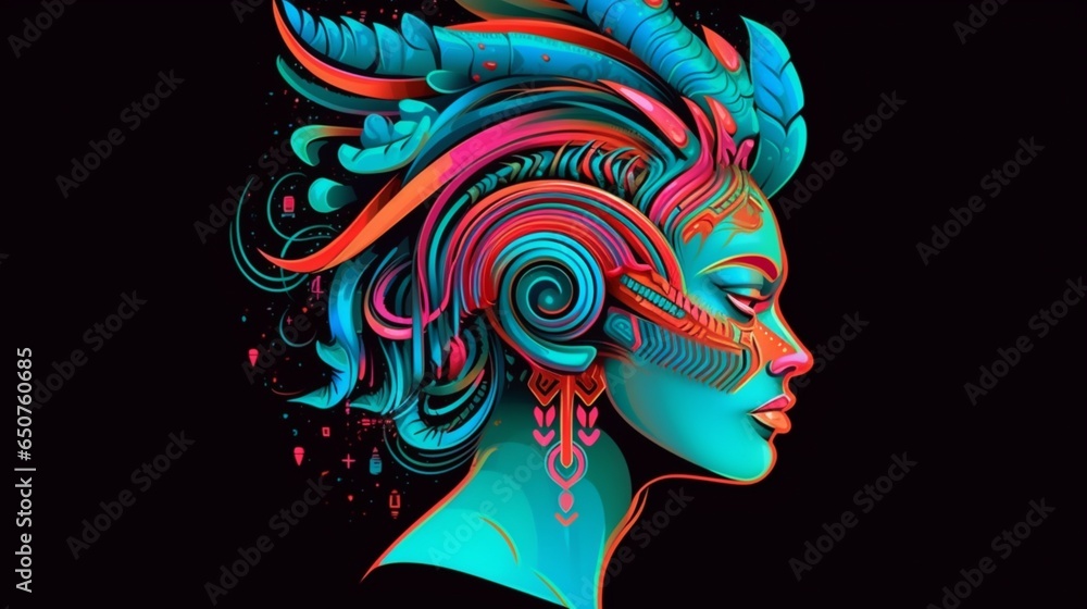 a hip colorful Turquoise head design with a futuristic.Generative AI a hip colorful Turquoise head design with a futuristic.Generative AI