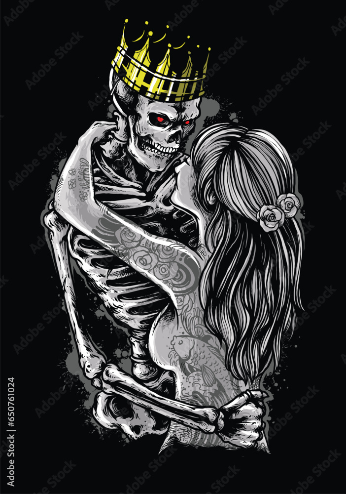 Couple Skull Maried Illustration Vector Couple Skull Maried Illustration Vector