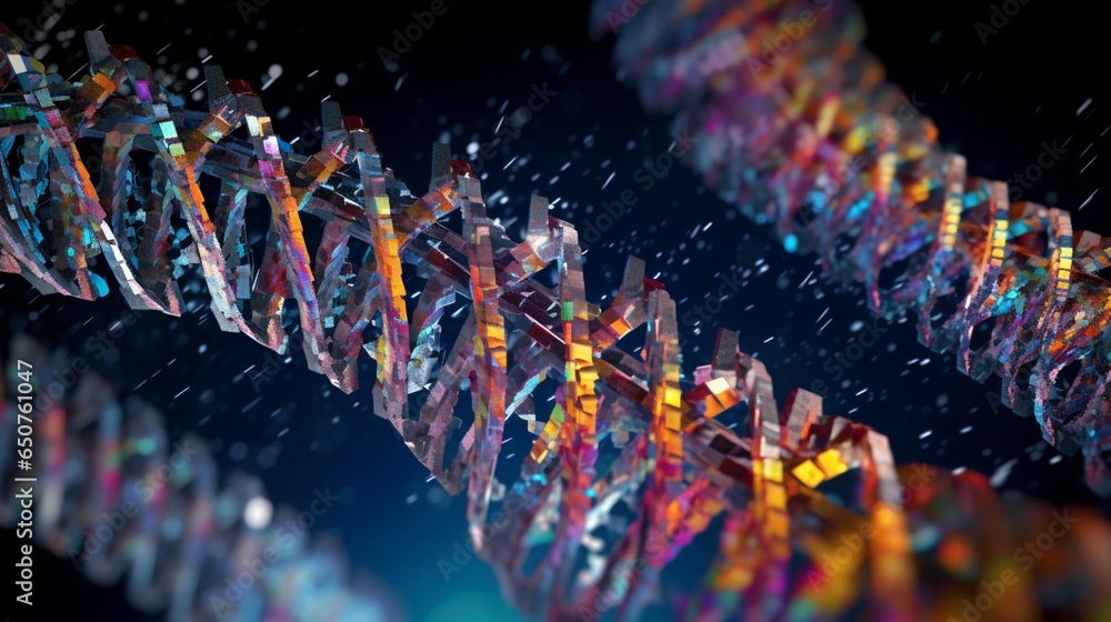 a microscopic photograph of DNA sequence at the molecu.Generative AI - obrazy, fototapety, plakaty 