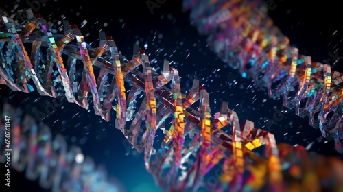 a microscopic photograph of DNA sequence at the molecu.Generative AI
