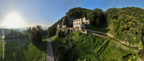 The ruins of a monastery in the village of Opatova nad Vahom in the district of Trencin in Slovakia photo