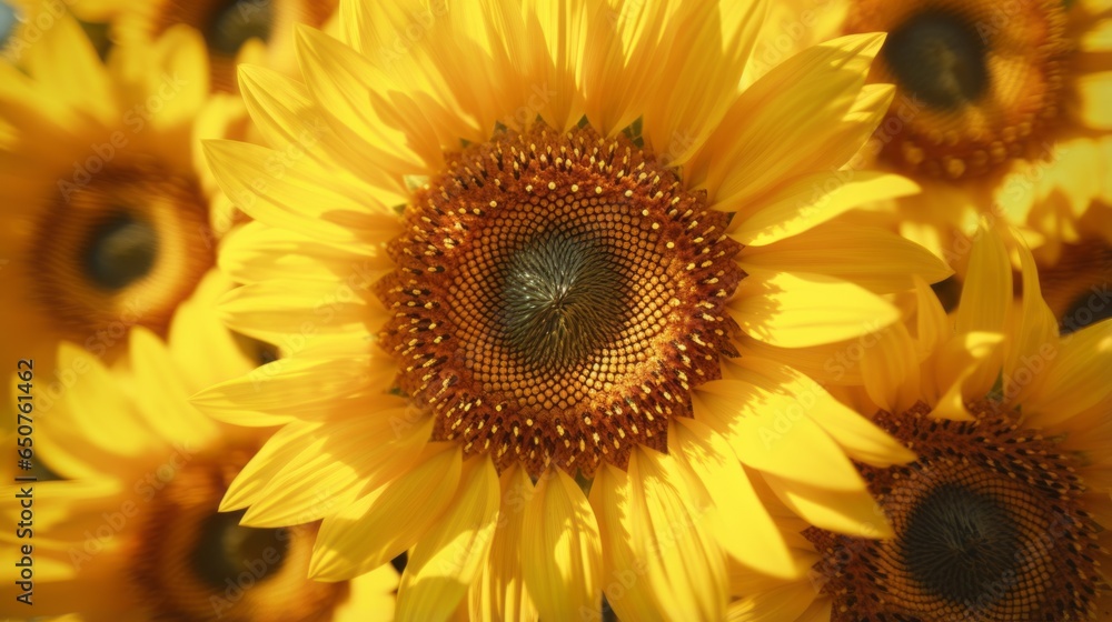 A vibrant bouquet of sunflowers up close A vibrant bouquet of sunflowers up close