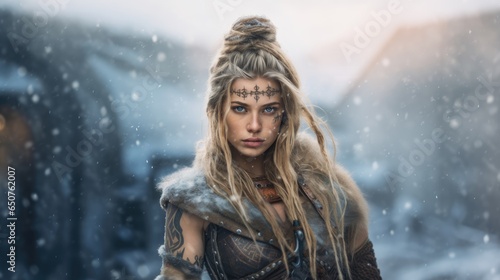 Valor and Grace: A Shield Maiden's Triumph in Battle photo