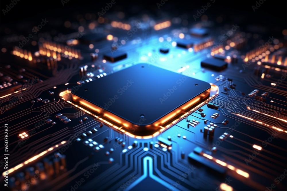 Hightech circuitry in 3D perspective Abstract background with wide texture