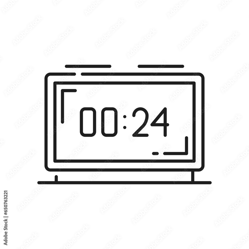 Electronic clock with digits, isolated smartwatch, timer stopwatch. Vector thin line electronic clock with timer, stylish accessory smart watch Electronic clock with digits, isolated smartwatch, timer stopwatch. Vector thin line electronic clock with timer, stylish accessory smart watch