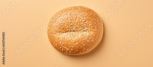 copy space image of with isolated rye bread and sesame seeds