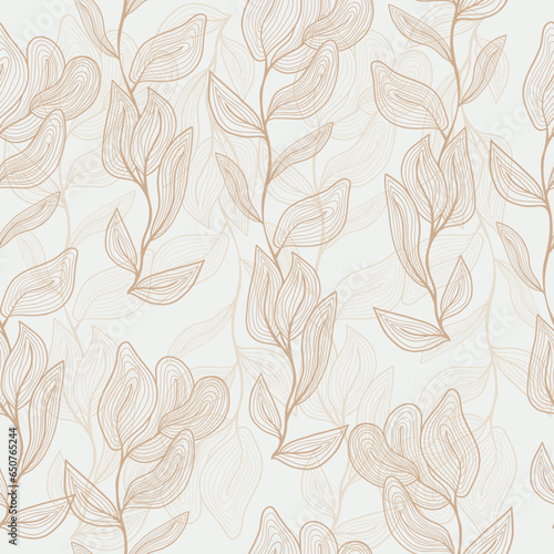 Abstract leaf botanical art background vector. Natural hand drawn pattern design with leaves branch. leaves for Fashionable textile, book covers, Digital interfaces, prints design templates material © Yayangahirian