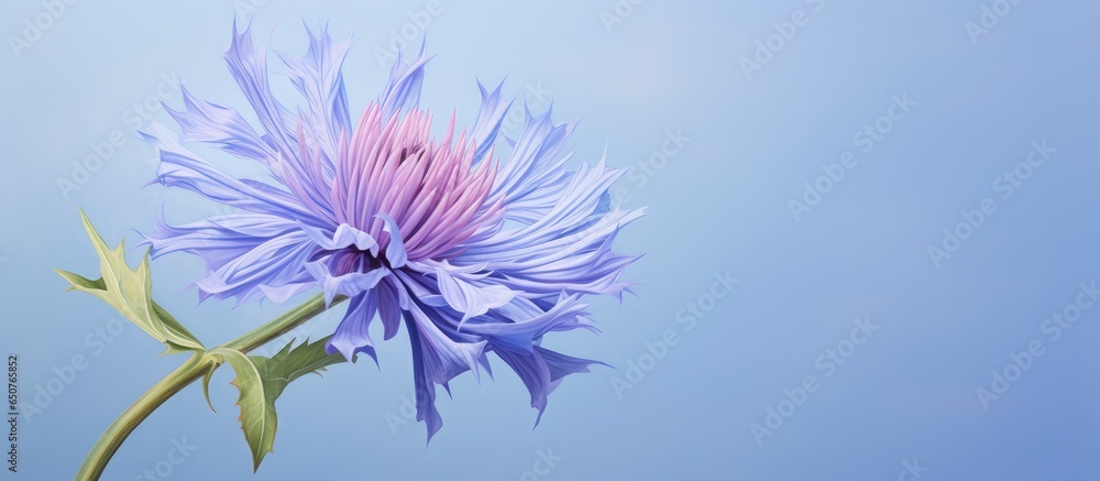 Obraz premium The Persian or Whitewash Cornflower on isolated pastel background Copy space