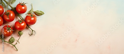 Tomatoes displayed on a isolated pastel background Copy space