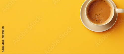 copy space image of showcasing a solitary yellow coffee cup