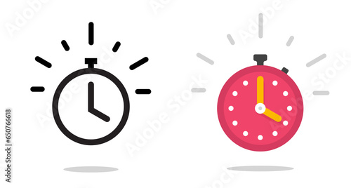 Stopwatch icon vector line outline art graphic set, flat chronometer timer stop watch pictogram simple countdown deadline symbol illustration image clipart