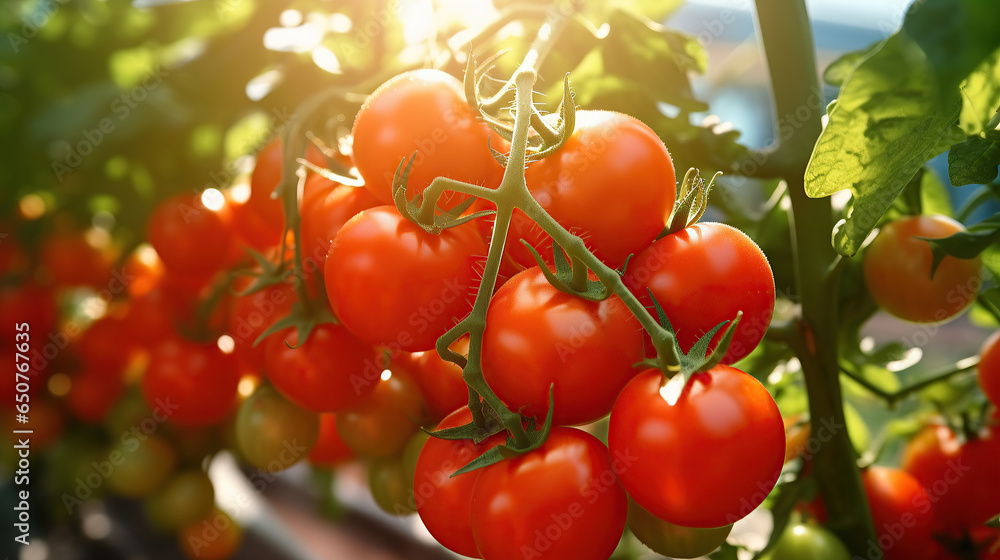 Red Tomatoes in a Greenhouse. Horticulture. Vegetables.