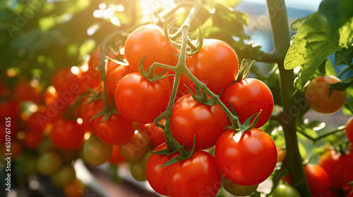 Red Tomatoes in a Greenhouse. Horticulture. Vegetables.