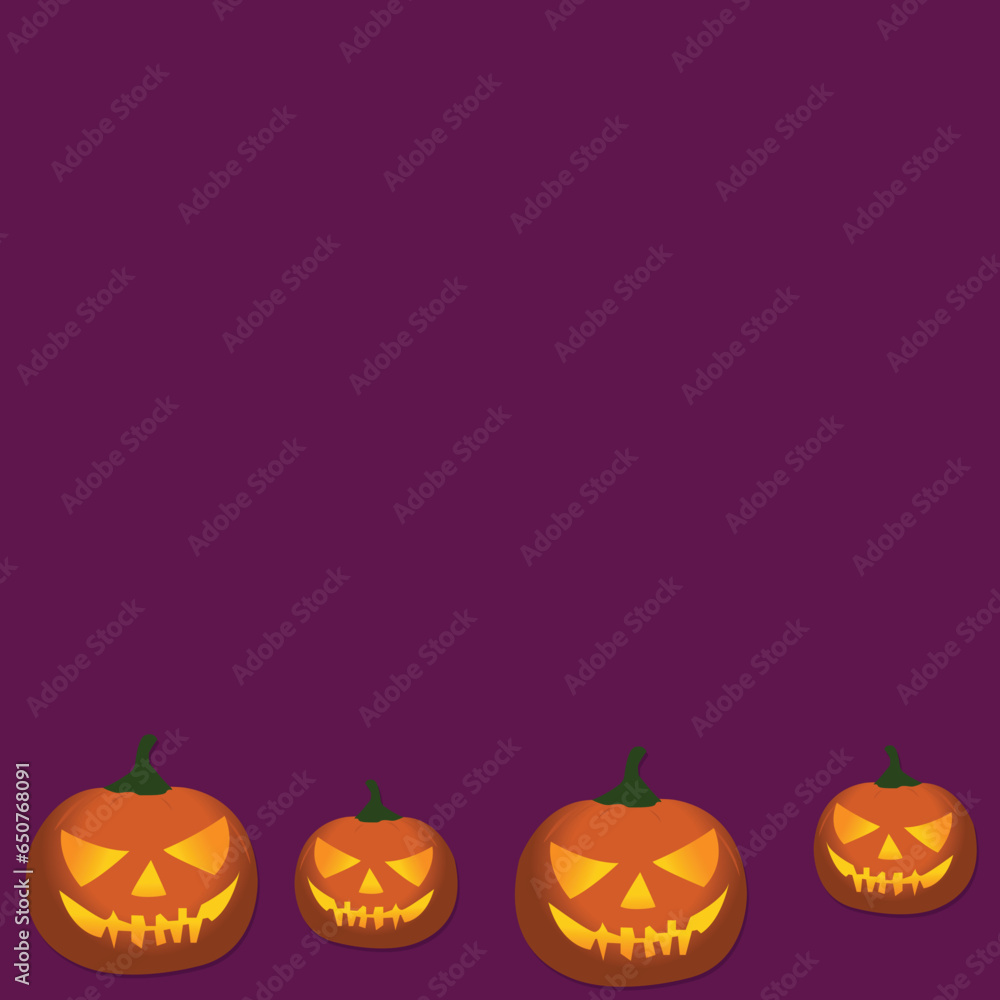 halloween pumpkins on violet color background halloween pumpkins on violet color background