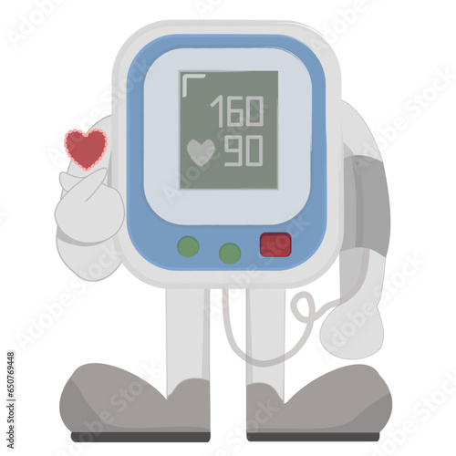 World Hypertension Day. Vector illustration of a Digital Blood Pressure Monitor checking arterial blood pressure. Medical Exam. Hypertension check.