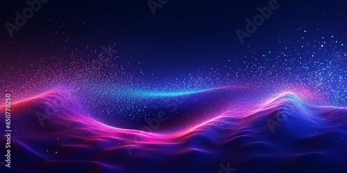 Technology Particles Mesh Background. Connected Dots Wave Landscape. Science Background