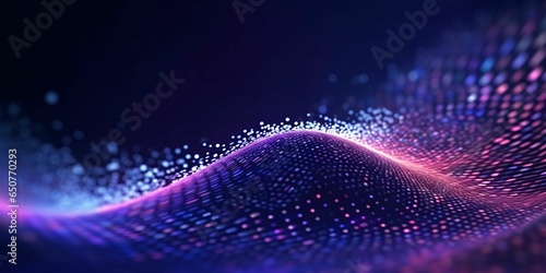 Technology Particles Mesh Background. Connected Dots Wave Landscape. Science Background © Resdika