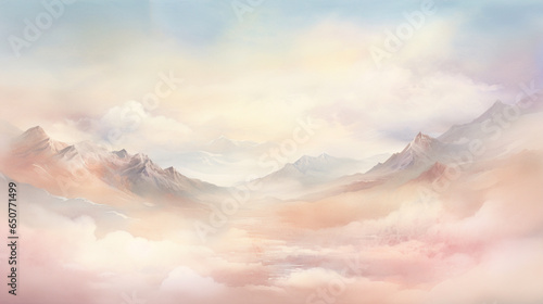 Pastel Watercolor Washes in a Dreamy Landscape, Abstract, Background, watercolor style © Yaroslav Stepannikov