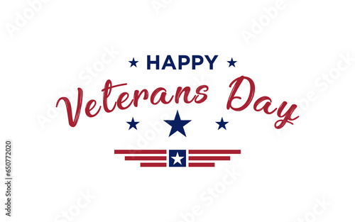 Happy Veterans Day poster. Vector