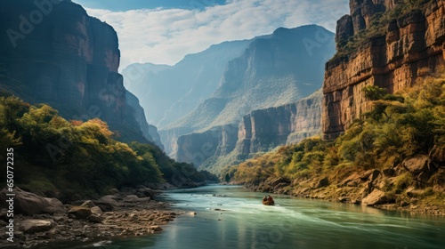 Exploring the stunning Apurímac River Canyon and its dramatic landscapes, rugged cliffs, deep canyons, and the river's winding path through this remote and picturesque region photo