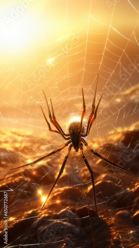 A spider weaving its intricate web up close