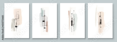 Abstract Hand Paint Art. Illustrations for Wall Decoration Print, Postcard, Social Media Banner, Brochure Cover Design or Background. Modern Abstract Painting Artwork. Vector Pattern