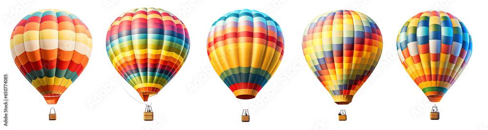 Obraz premium a group of colorful hot air balloons isolated on transparent background