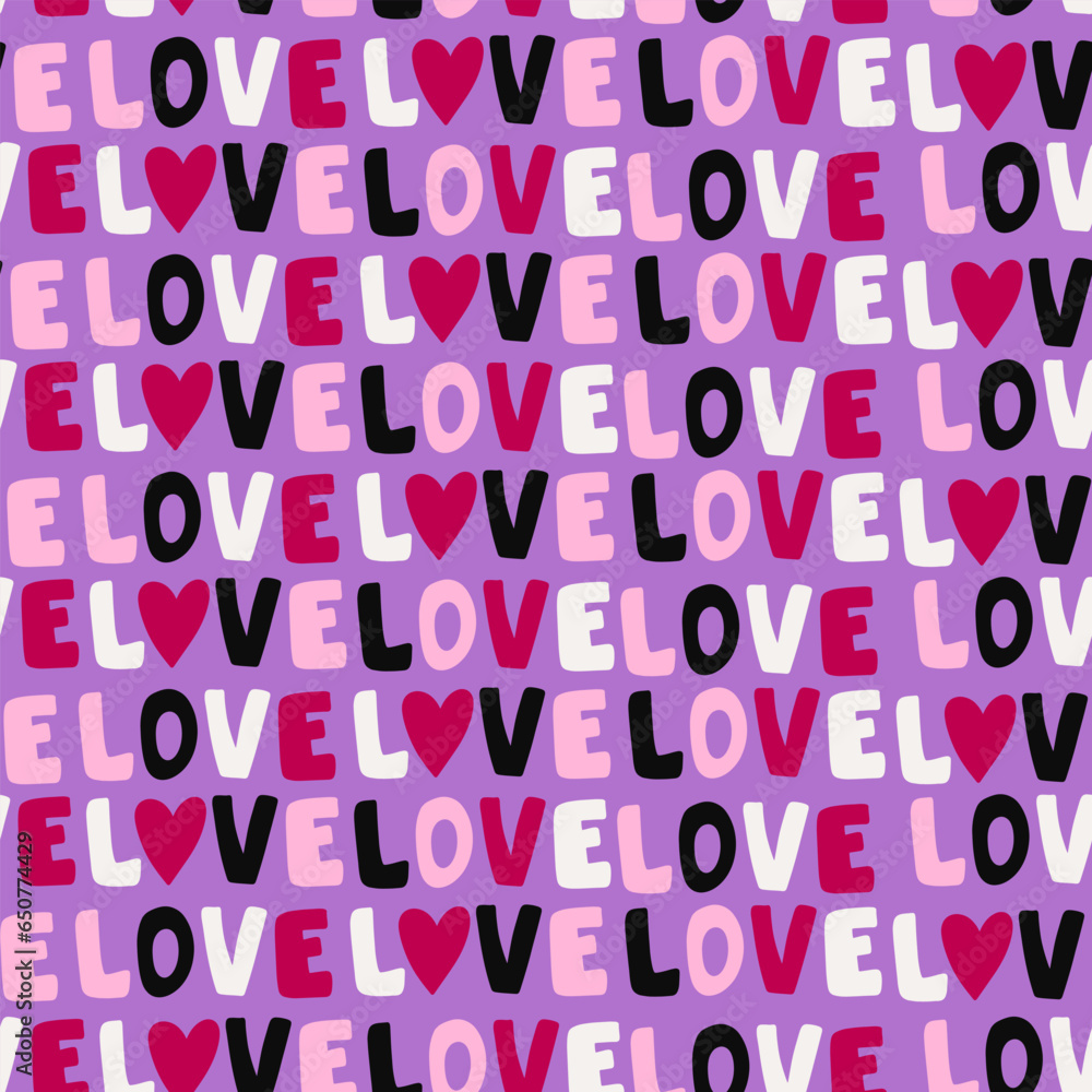 Trendy hand-drawn seamless pattern with hearts, love symbol. Valentines day vector background Trendy hand-drawn seamless pattern with hearts, love symbol. Valentines day vector background