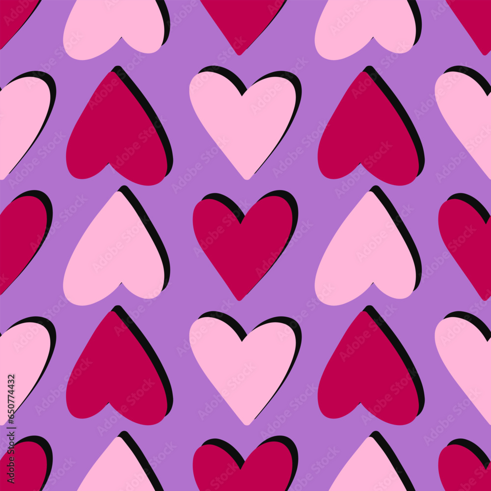 Trendy hand-drawn seamless pattern with hearts, love symbol. Valentines day vector background Trendy hand-drawn seamless pattern with hearts, love symbol. Valentines day vector background