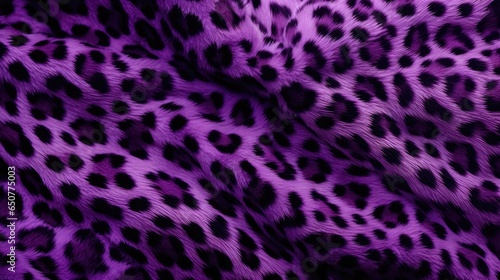 Close-up of purple leopard fur print background. Animal skin backdrop for fashion, textile, print, banner