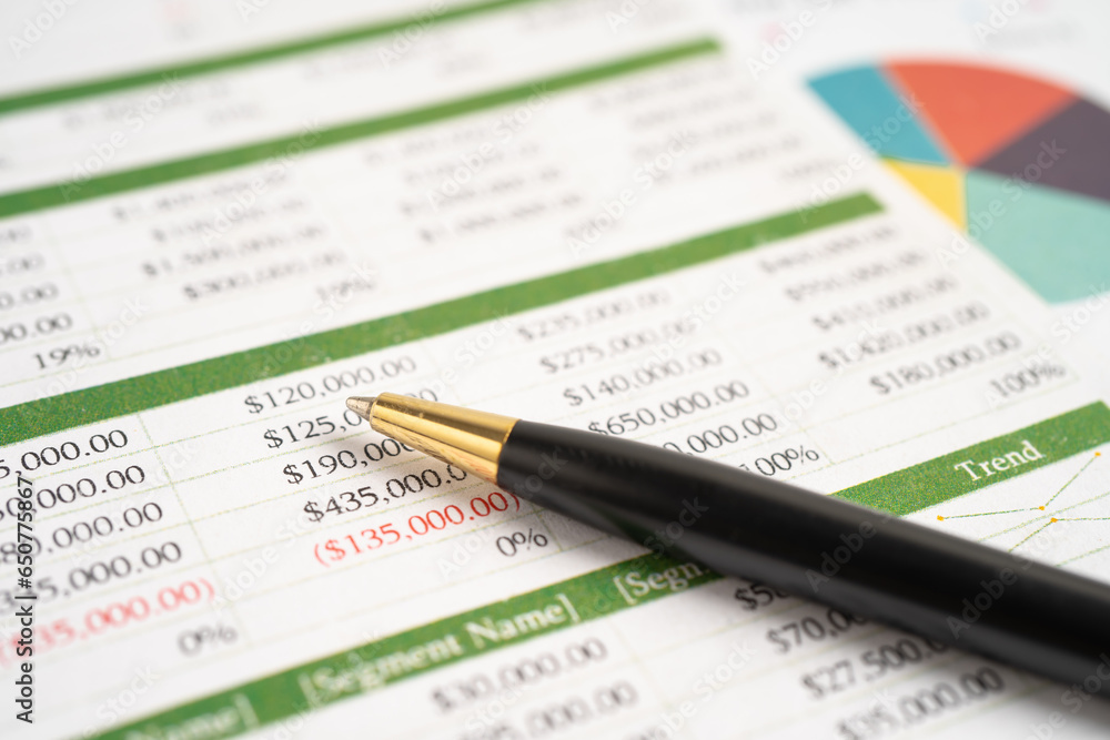 Pen on chart or graph paper. Financial, account, statistics and business data concept. Pen on chart or graph paper. Financial, account, statistics and business data concept.