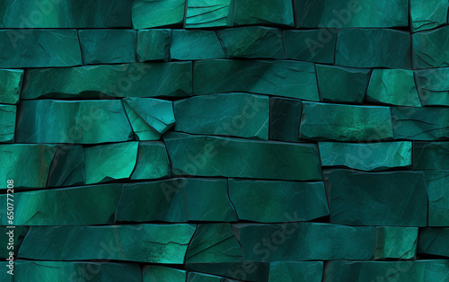 Seamless texture background in the form of bricks in green tones. Perfect solid green brick structure for texture.
