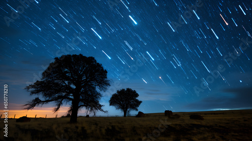 Mesmerizing view of a meteor shower lighting up the night sky
