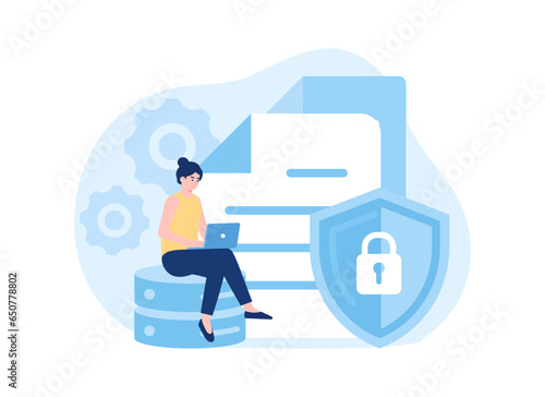 Safety web hosting, ssl concept flat illustration