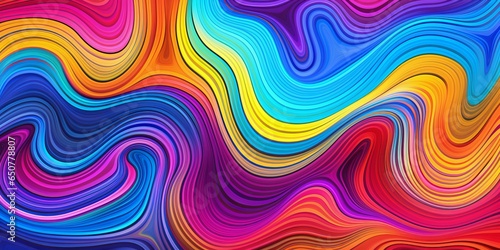 Background texture of trippy rainbow waves that go on forever. Dopamine dressing pattern with a trippy abstract striated agate marble slice. In your face, neon-style, neon-colored desktop background.