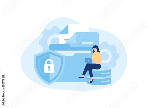 Safety web hosting, ssl concept flat illustration