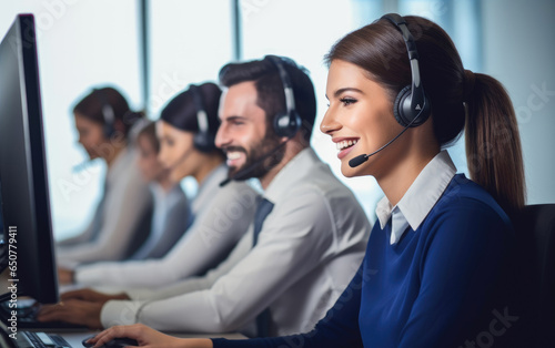 Call center agent, focused ...