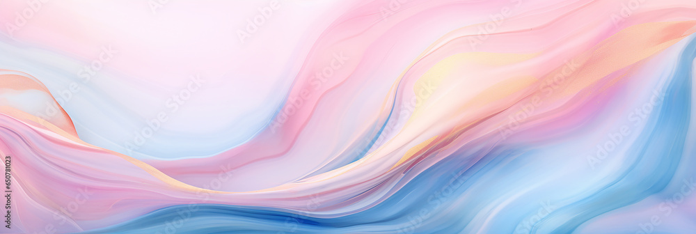 Abstract watercolor paint background illustration web design Soft blue, pink pastel color waves and gold lines with liquid fluid marbled paper texture banner texture