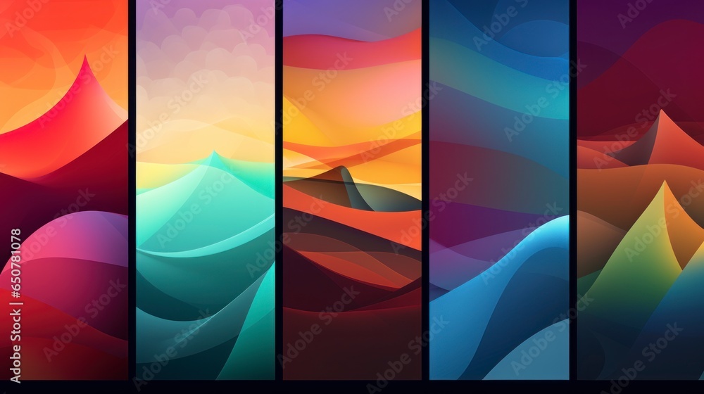 Abstract lowpoly landscapes in five different shades