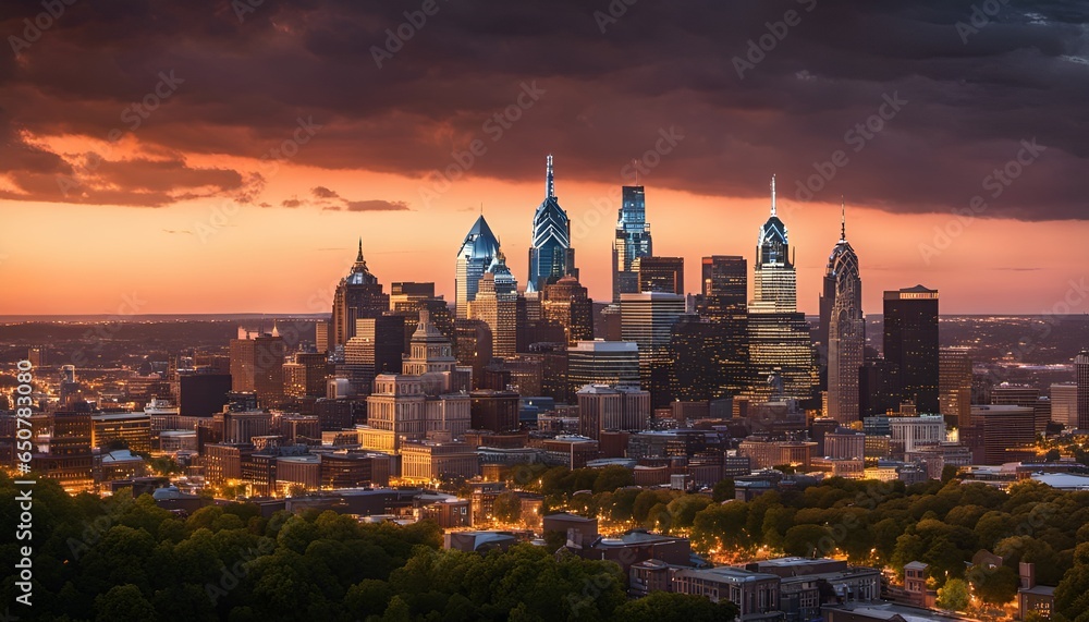 Overview of the city of Philadelphia USA Fantasy Art