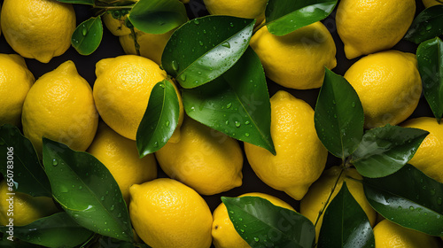 Top view full frame of whole ripe lemon placed together as background.