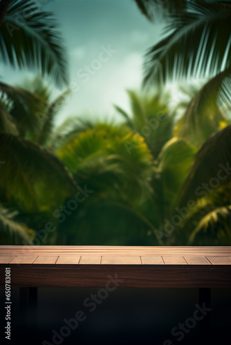 wooden display stand on a paradisiacal bahamas beach awaiting product