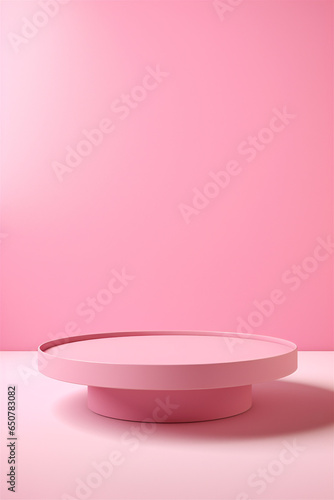 pink display stand in a rose-hued setting awaiting product placement