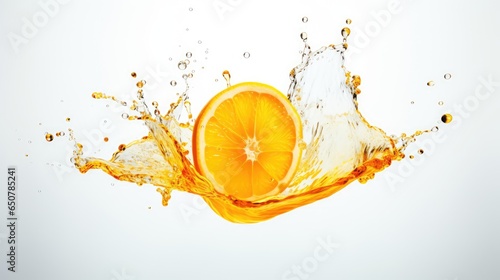 orange with splash on white background,orange Juice photo retouching