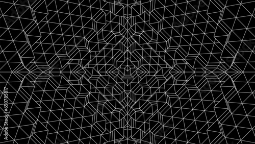 Geometric grid background with 80s styled mesh. Cyberpunk abstract background with retro computer grid.