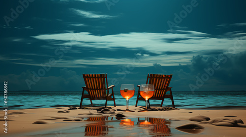 Drinks -beach chairs - cloudy skies  © Jeff