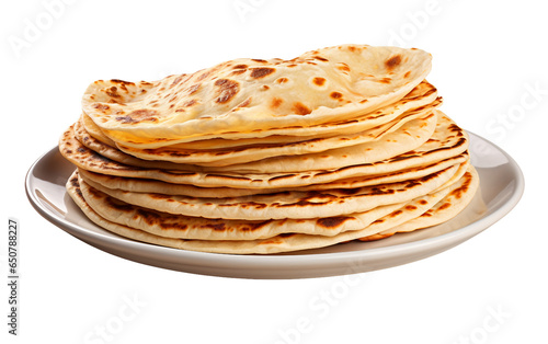 Indian Flatbread Isolated on a Transparent Background PNG. Generative AI
