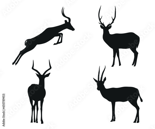Deer silhouette, deer silhouette vector,
Collection of silhouettes of wild animals - the deer family