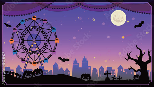 ハロウィンと観覧車の背景素材