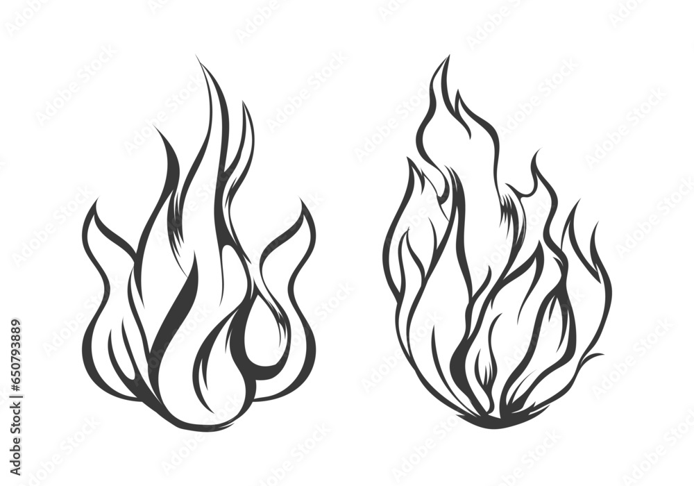 Fire black and white vector design bundle Fire black and white vector design bundle